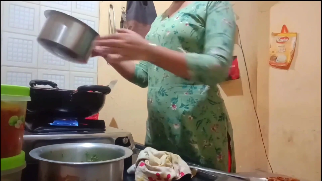 Indian hot wife got fucked while cooking in kitchen