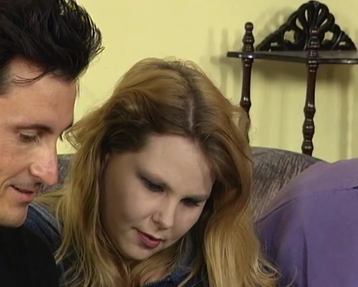 Chubby German blonde drinks cum after hot threesome