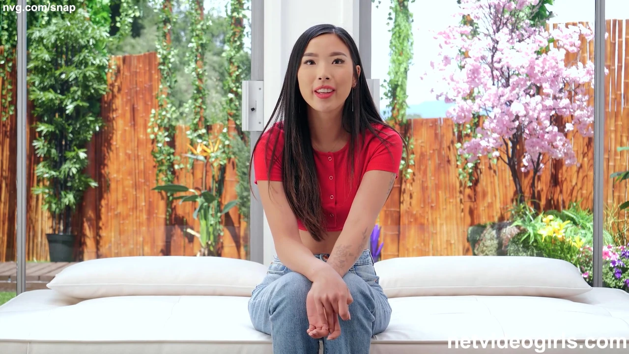Asian girl with beautiful hairy pussy fucks a guy she just met during a modeling audition