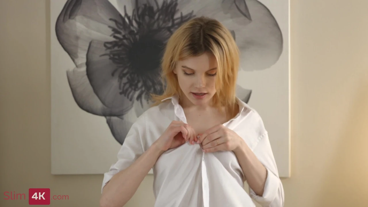 Fragile blonde creampied after awesome sex in the parlour