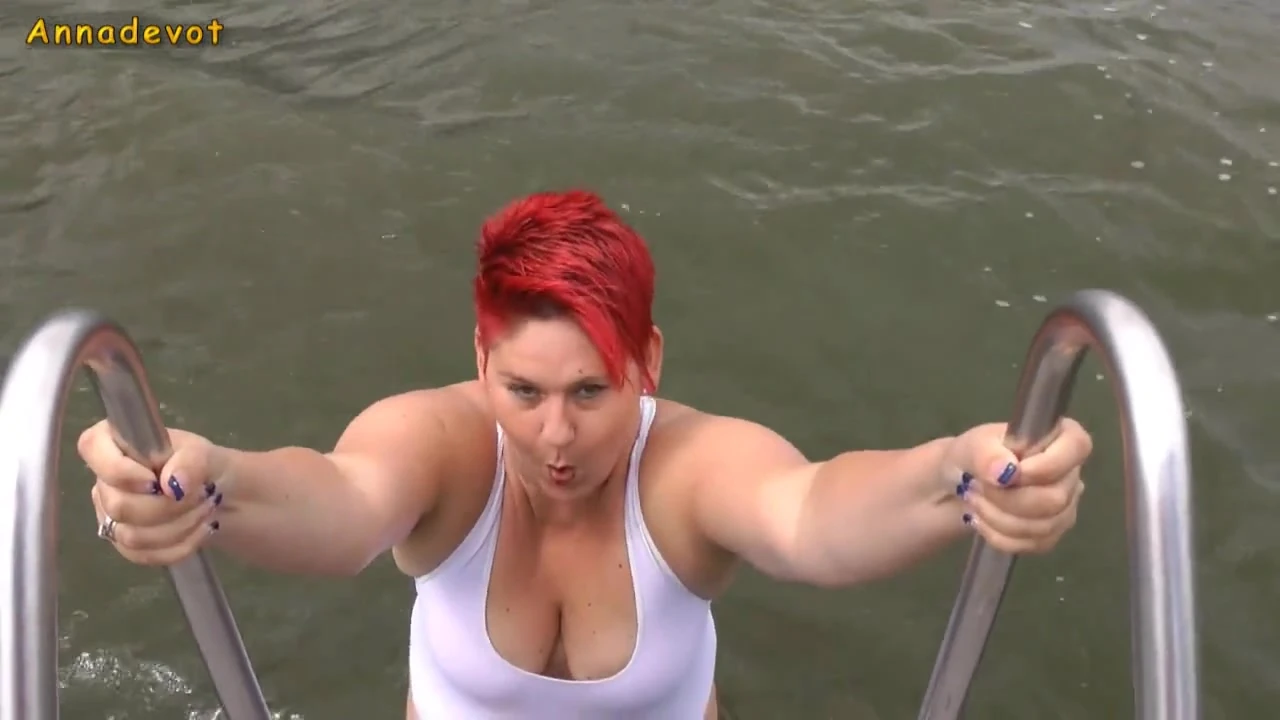 Annadevot – In WHITE SWIMSUIT in the lake
