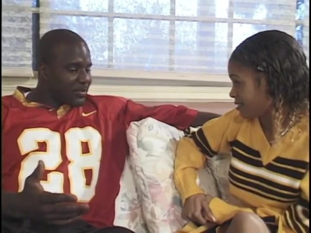 Hot black chic blows two bigger cocks as another one rubs her cunt